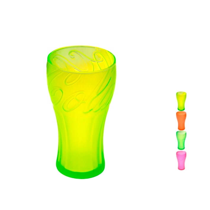 Set di quattro bicchieri cocacola neon colorati 35 cl