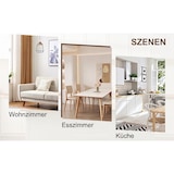thumbnail of Esszimmerstuhl aus Rubberwood in Naturholzoptik mit Rattan-Rückenlehne und Kunstledersitz, 78,7x43,9x40,6 cm