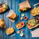 thumbnail of BIOZOYG 500 Stück Einwegschalen 800ml Pappschalen Fingerfood, ungebleichter Kraftkarton, für Pommes, Snacks und Currywurst, biologisch abbaubar