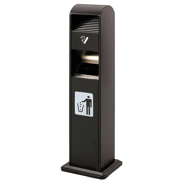 Danieli Store | Cenicero alto de pie  | Cenicero exteriores negro con cubo basura | Cenicero anclable con 2 cerraduras | Cubo y cenicero extraíbles
