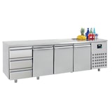 thumbnail of Gastro Edelstahl Kühltisch Kühltheke -2/+8°C 3 Türen 3 Schubladen 1/1GN