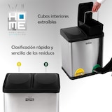 thumbnail of WellHome - Caixote do lixo ecológico 16 litros com 3 compartimentos (2x8L), cor Prateada - 31x26,5x39,5cm