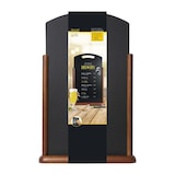 thumbnail of Securit® Tischtafel "Handle" mit Griff – Holzsockel dunkelbraun lackiert – 35x53cm