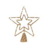 thumbnail of LED Christbaumspitze Stern mit Timer 28cm Metall Gold / Warmweiß