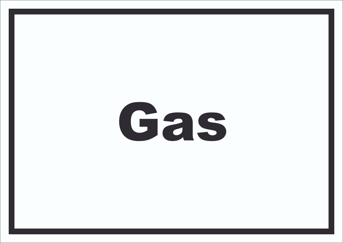Gas Schild mit Text Anschluss waagerecht A1 Rückseite selbstklebend
