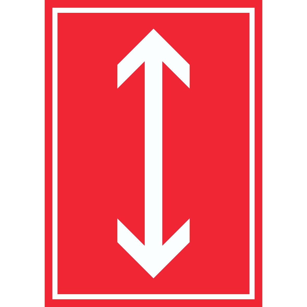 Richtungspfeil hoch runter Schild hochkant weiss rot Pfeil A3 Rückseite selbstklebend