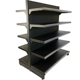 thumbnail of EUROP'METAL Gondole Centrale DEPART (Double Face) Noir H.164xP.30xL.133cm Base + 4 Tablettes supérieures et porte étiquettes G11PROF300N