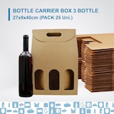 thumbnail of 25x Caja de Cartón 3 Botellas de Vino 27x9x40 cm - Embalaje para Botellas de Vino para Regalos de Navidad, Pascua, Bodegas de Vino
