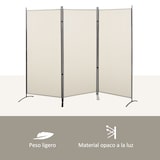 thumbnail of Biombo de 3 paneles biombo separador de ambientes 253x50x182 cm divisor de habitación plegable con 6 pies de metal beige