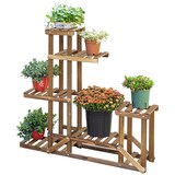 thumbnail of Outsunny Scaffale Porta Piante e Fiori a 6 Livelli Asimmetrico, Fioriera Verticale in Legno per Giardino e Casa, Colore Naturale