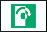 thumbnail of Zum Öffnen im Uhrzeigersinn drehen Symbol A6 Rückseite selbstklebend Schild