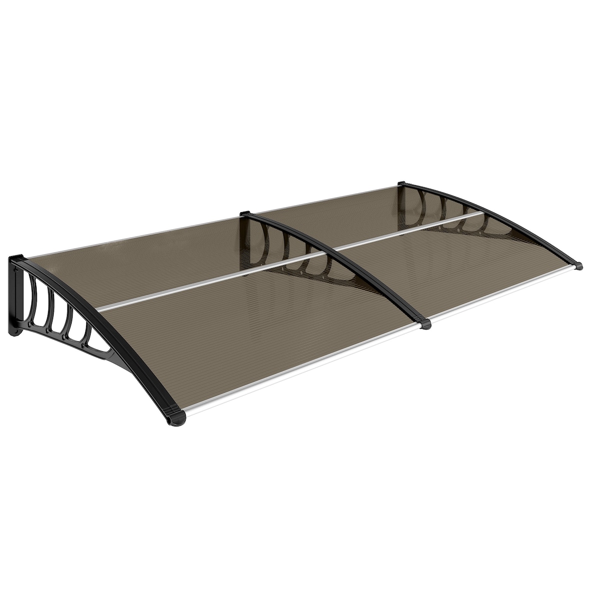 Tejadillo de Protección 200x96 cm Marquesina Exterior para Puertas y Ventanas contra Sol y Lluvia con Soporte de PP Regleta de Aluminio