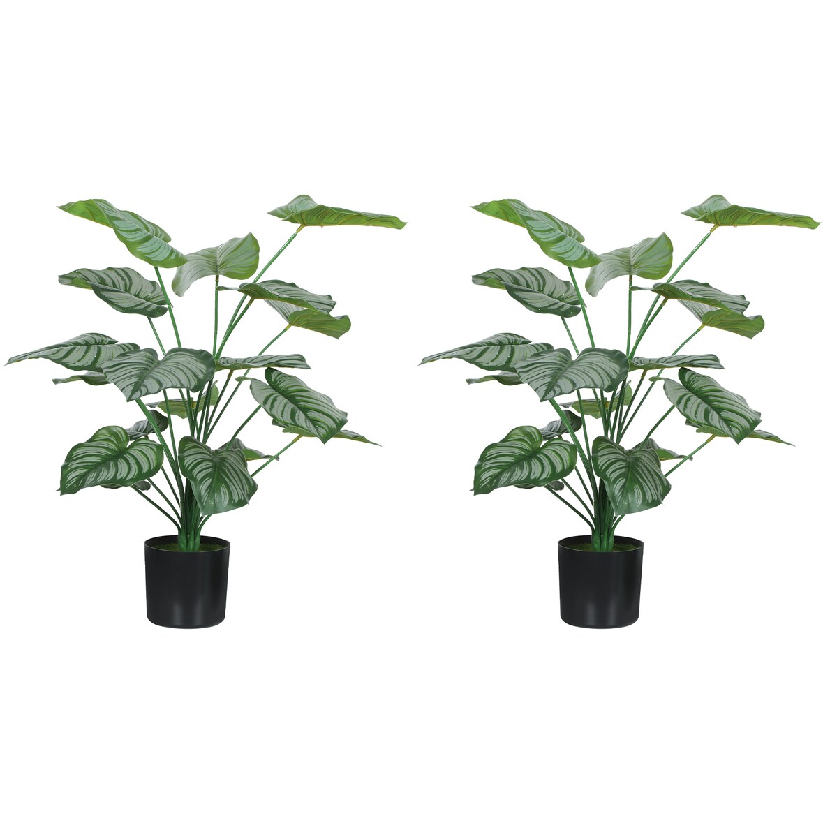 HOMCOM conjunto de 2 plantas artificiales decorativas 65 cm plantas artificiales con maceta y hojas para interior hogar salón oficina verde