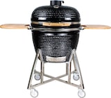 thumbnail of Tarrington House Barbacoa de carbón Kamado Naggado XL, cerámica / acero inoxidable, Ø 66 x 121 cm, mesas laterales plegables, termómetro, móvil, negro