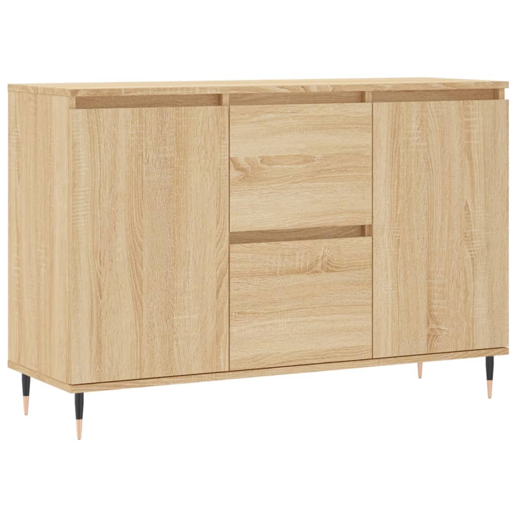 Helloshop26 - Buffet Sideboard Kommode Kleiderschrank Aufbewahrungsmöbel Organizer Küche Wohnzimmer Sonoma-Eiche 104 x 35 x 70 cm 02_0031486