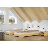 thumbnail of Extra niedriges kurzes Kinderbett in kompakter Form 80x190 Massivholz Kiefer 60.41-08-190oR