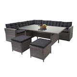thumbnail of Décoshop26 - Ensemble complet de salon de jardin terrasse balcon véranda en polyrotin gris coussin gris foncé avec tabouret x2 04_0003046