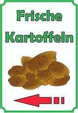 thumbnail of Verkaufsschild Schild Kartoffeln Hochkant mit Pfeil links A6 Rückseite selbstklebend