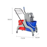 thumbnail of METRO Professional Wagen mit Doppeleimer, PP / Eisen, 45 x 75 x 90 cm, 2 x 23 L, blau / rot