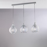 thumbnail of Diamante Calha em ferro branco e moldura cromada com cabos reguláveis ​​e difusores em vidro soprado transparente com dec. 3 efeitos de cristal de luz