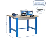 thumbnail of SimonRack Banco de Trabajo Taller, Capacidad Carga 600 kg, 865x1800x750 mm, Madera MDF, 1 Cajón, Azul/Mdf - BT-6