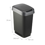 thumbnail of Rotho Cestino Twist in plastica riciclata 10 litri, nero e grigio