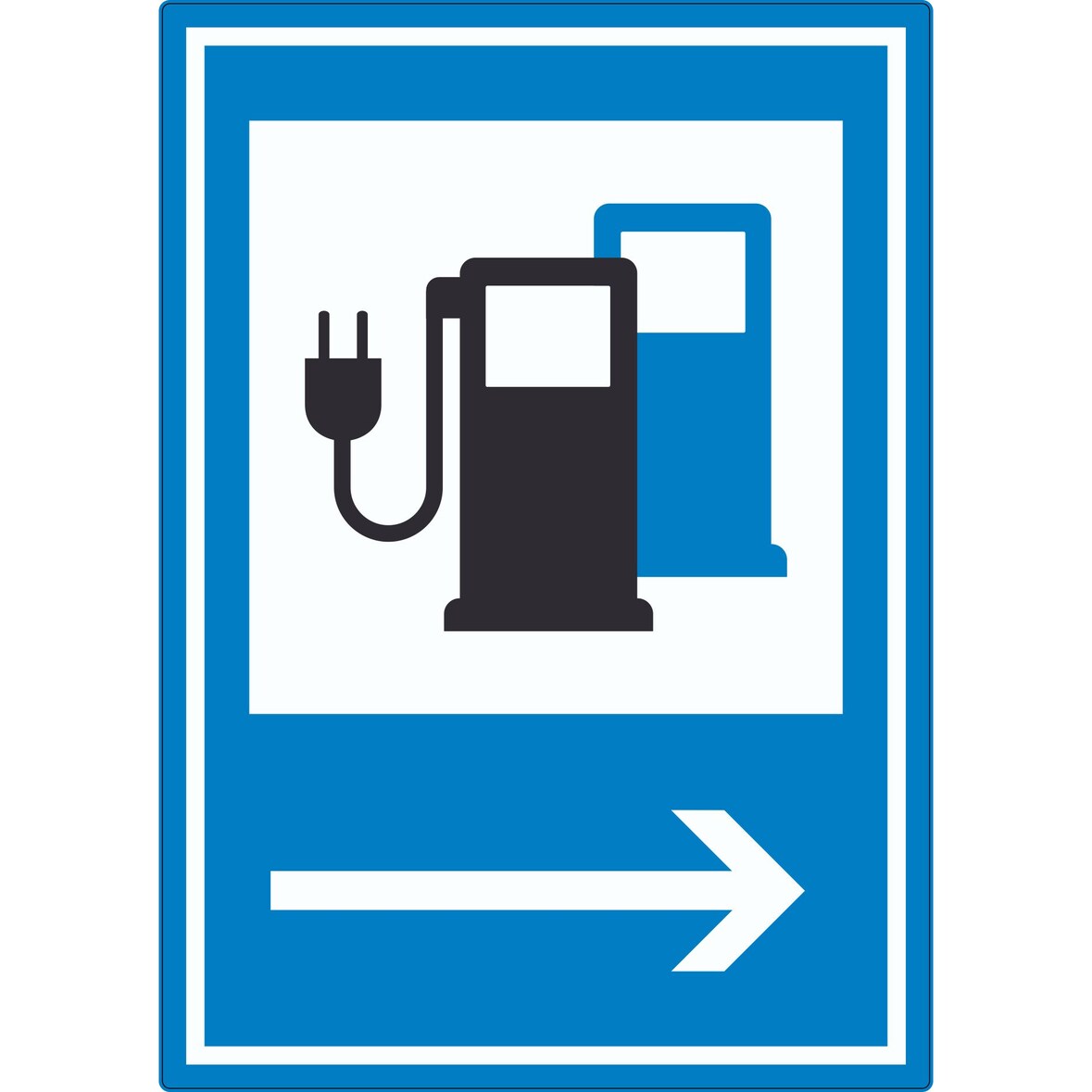 Stromtankstelle 365-65 Pfeil rechts Symbol Aufkleber A2 (420x594mm)