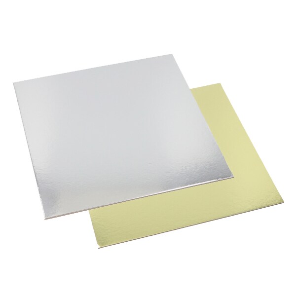 50 Tortenplatten eckig 0,3 cm x 28 cm x 28 cm gold/silber