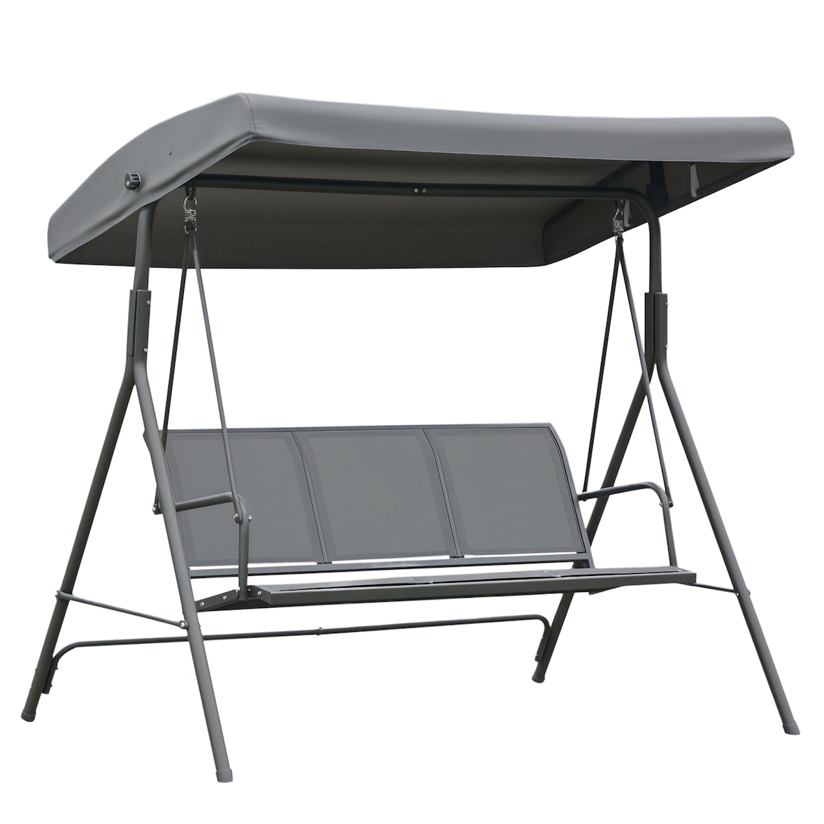 Columpio Balancín Jardín de 3 Plazas con Techo Parasol Ajustable Respaldo Transpirable y Marco de Acero para Terraza Balcón Exterior 175x118x159 cm