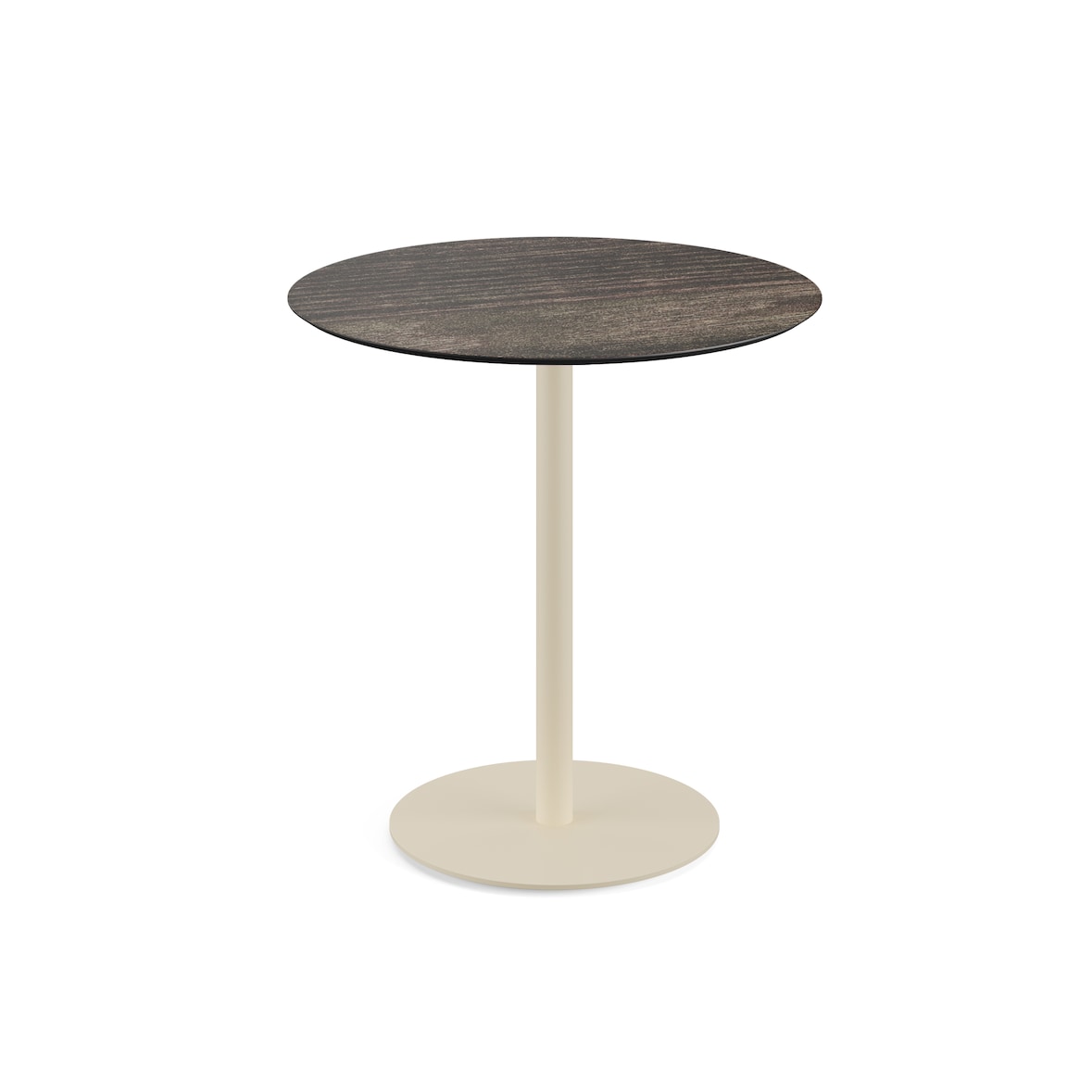 Urban table de bistrot avec piètement sable + plateau HPL aspect bois Ø70 cm - Veba - Bois Foncé - l0- L- P- h