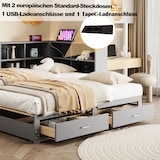 thumbnail of Schlafsofa 90/180 cm aus Massivholz mit ausziehbarem Bett, Stauraum, Steckdose – vielseitiges Design in Grau