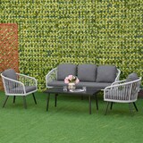 thumbnail of Outsunny Conjunto de Muebles de Ratán para Jardín 4 Piezas Mesa de Café de Aluminio Sofá de 3 Plazas y 2 Sillones con Cojines para Terraza Exterior