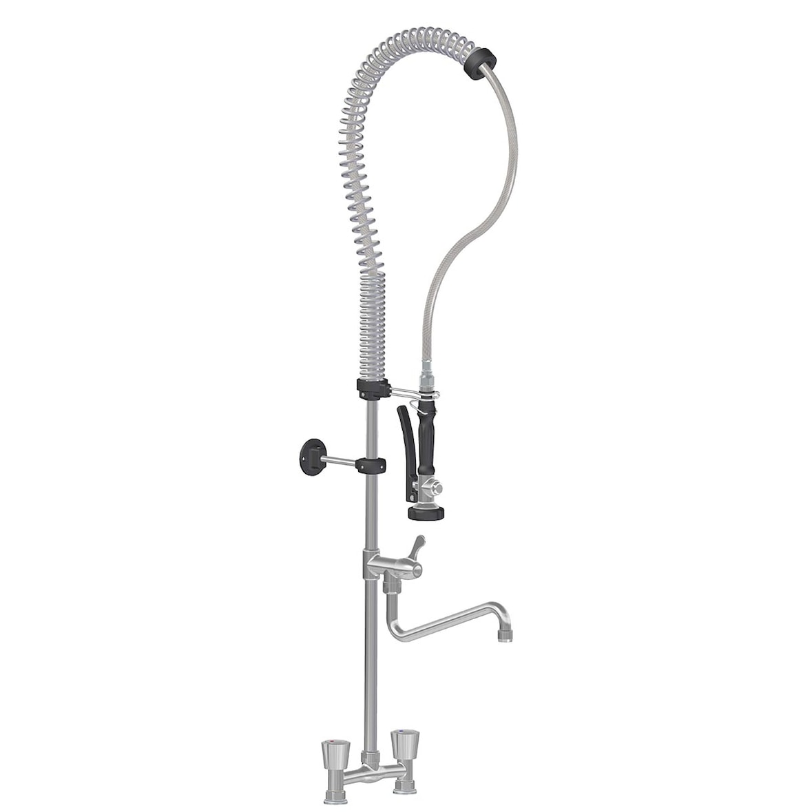 Tête de lavage pour lave-vaisselle TOPLINE avec bec pivotant et 2 mitigeurs - Deux trous, 160 x 350 mm