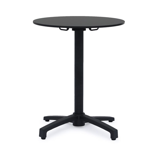 METRO PROFESSIONAL Gastro Klapptisch mit Tragegriff Massini, Alu, Ø 70 x 74 cm, HPL Tischplatte, schwarz