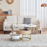 thumbnail of Couchtisch Set Weiß Holzoptik 70x70x56 mit zwei Schubladen und höhenverstellbarer Tischplatte – Flexibel, Stauraum, modernes Design