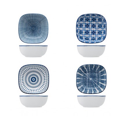 Hanami Blu Coppetta Fonda Cm 10,5x10,5 Set 8 Pezzi Decori Assortiti M1934