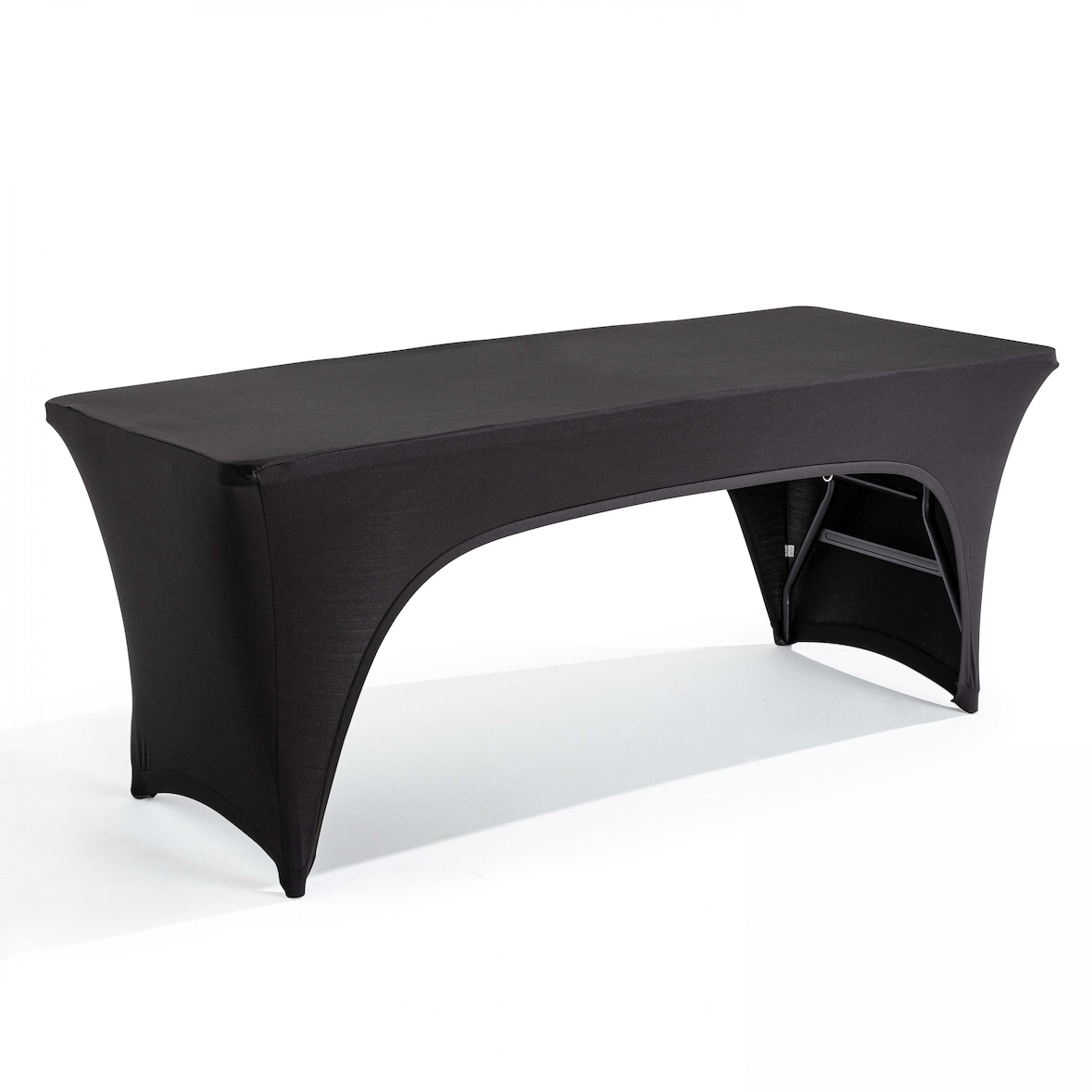 Nappe housse pour table pliante 180cm double ouverture noir - Oviala