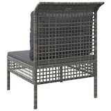 thumbnail of vidaXL Garten-Mittelsofa mit Kissen Grau Poly Rattan