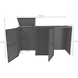 thumbnail of Décoshop26 - Abri de poubelles extérieur conteneurs à ordures avec couvercle jusqu'à 3 bacs en poly rotin noir 3x120 litres 04_0000952