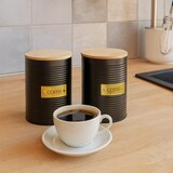 thumbnail of Relaxdays Kaffeedose, 2er Pack, Metall, Bambusdeckel, HxD: 16 x 11 cm, Kaffeebohnen Behälter, Vorratsdose, schwarz/natur