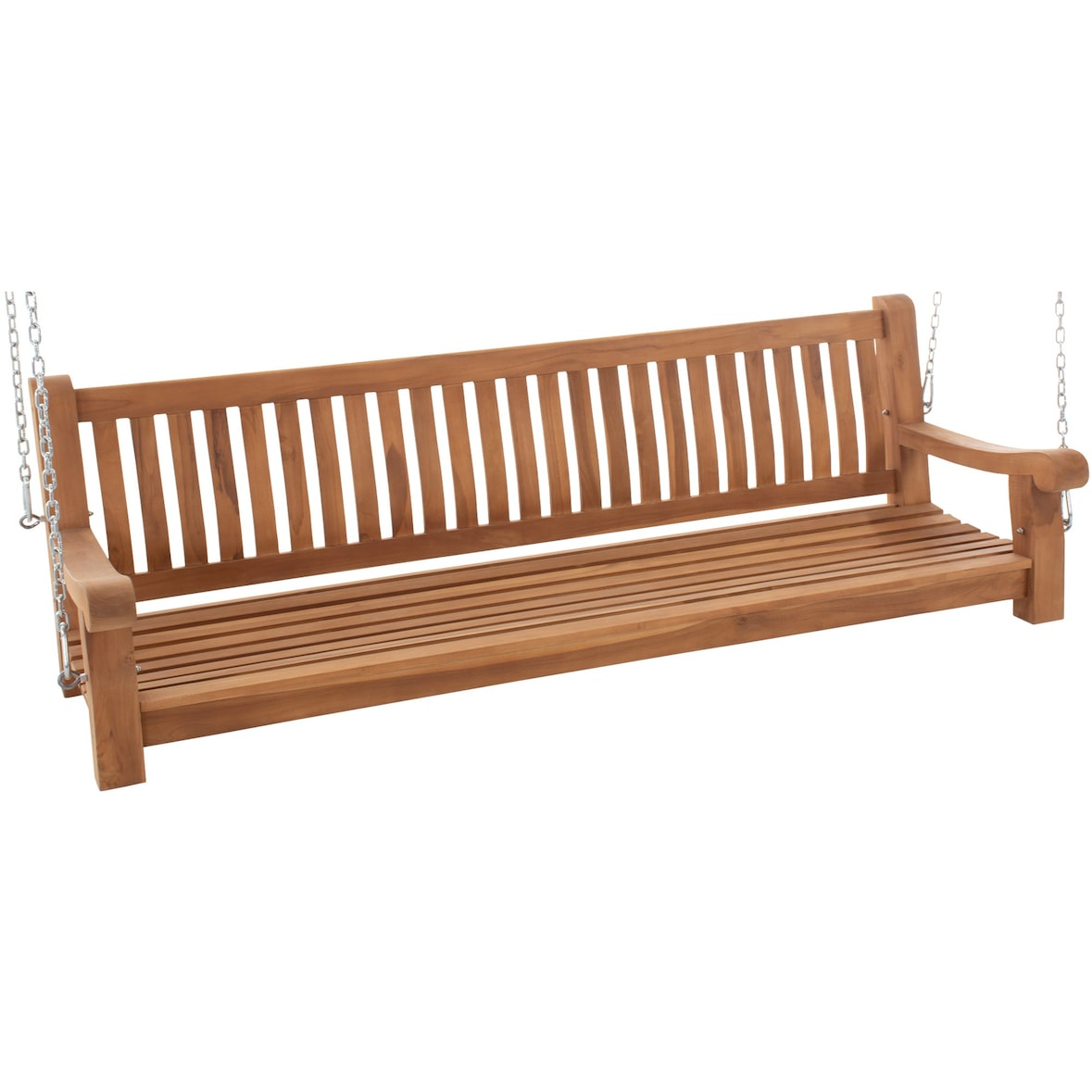 Schaukelbank MUVER - Holz Teak 200x70x62 cm | Hängebank Gartenschaukel Zum Aufhängen Veranda-Schaukel
