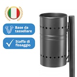 thumbnail of Andrys - Cestino Portarifiuti da Esterno con Staffa, Palo e Cestino, in Acciaio Verniciato, Colore Nero