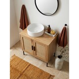 thumbnail of Waschbeckenunterschrank Eiche-Optik 60x60x40 cm mit Türen, Badezimmerschrank mit Rattangeflecht, Unterschrank Stehend, Badschrank Midischrank Klein