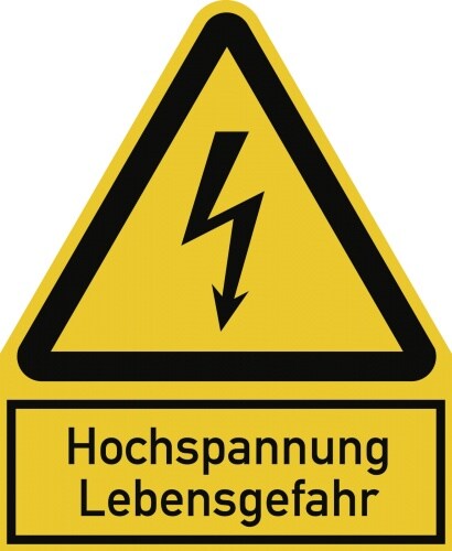 Hochspannung Lebensgefahr, Kombischild, Alu, 400x488 mm