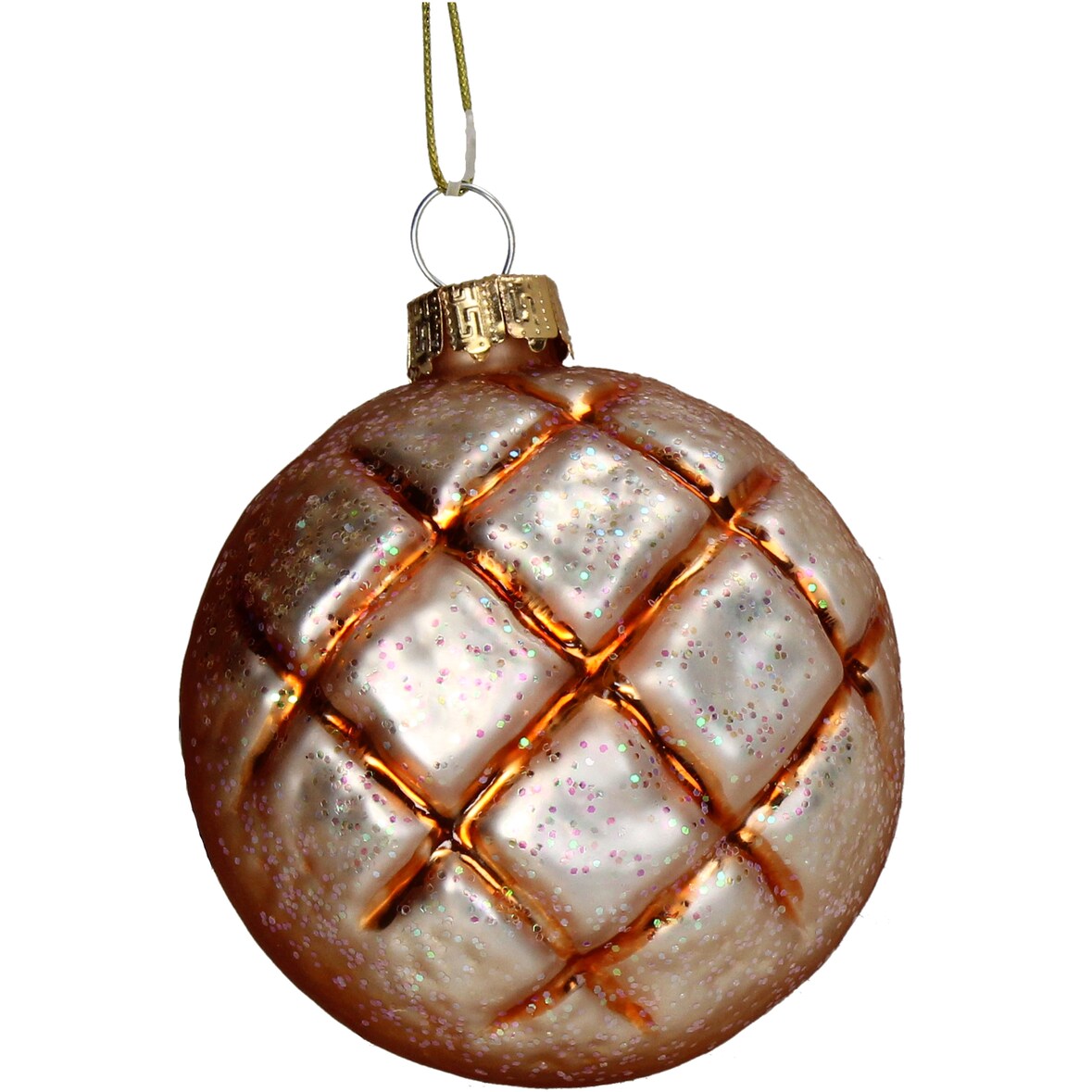 Christbaumschmuck Glas 10,2cm Brötchen Figur Weihnachtsbaum Anhänger Weihnachten Christbaumanhänger Weihnachtsbaumschmuck Braun Gold