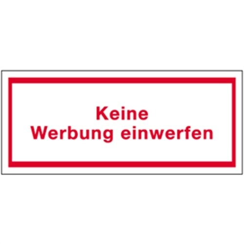 Aufkleber Keine Werbung einwerfen, Folie, 70x20 mm, 7 Stück/Bogen