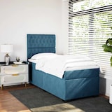 thumbnail of vidaXL Boxspringbett mit Matratze Blau 80x200 cm Samt