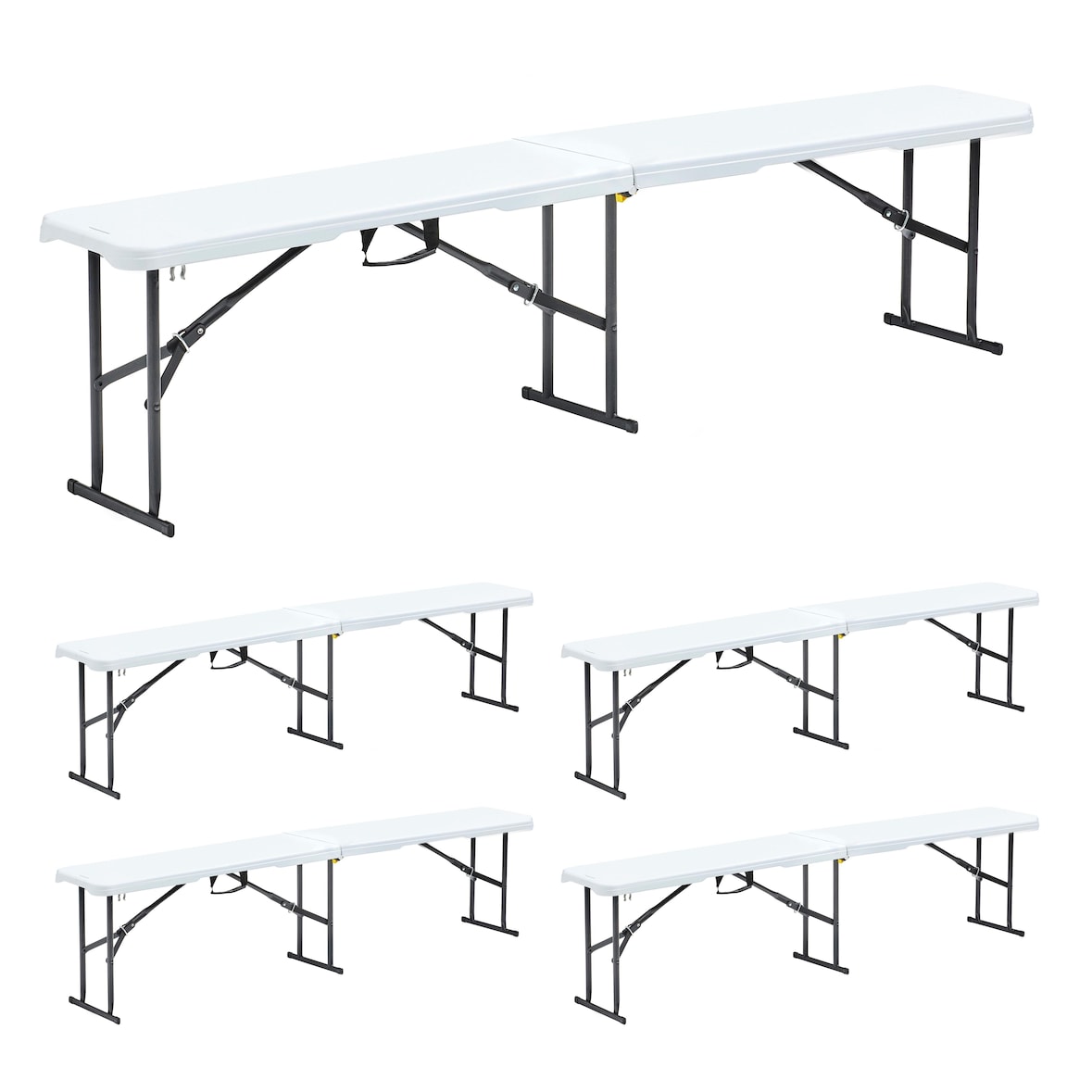 Banco plegable Rekkem HDPE 180 x 30 x 45cm x5 Blanco