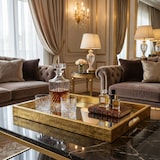 thumbnail of IvoQ Luxuriöses Tablett Gold mit Spiegelboden – 45 x 30 cm – Rechteckiges Dekorationstablett – Hotel Chic & Antikes Design