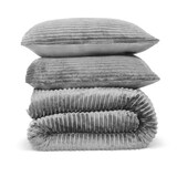 thumbnail of DoubleDry Dekbedovertrek Rib Flanel - Eenpersoons 140x220 cm + 1 Kussensloop - Zacht & Huidvriendelijk - Grijs